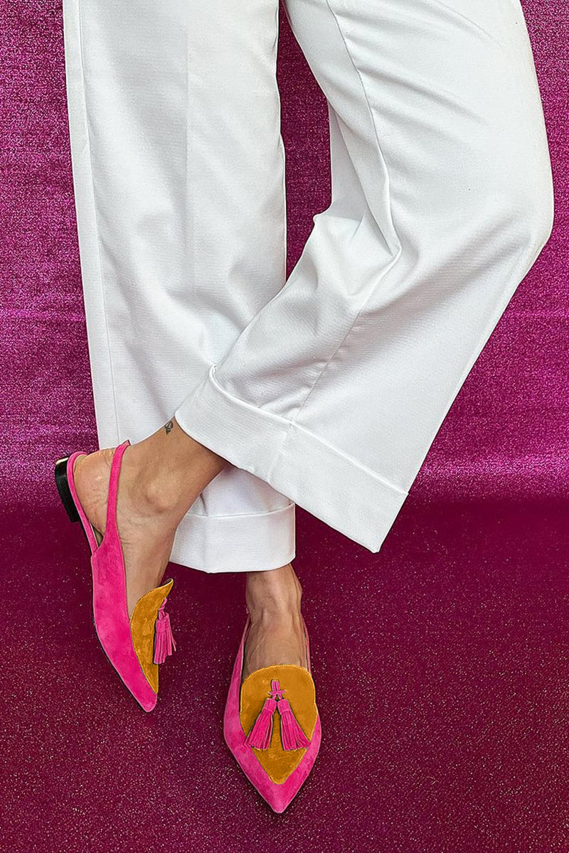 Freya | Fringe Ballet Flats with Ankle Strap