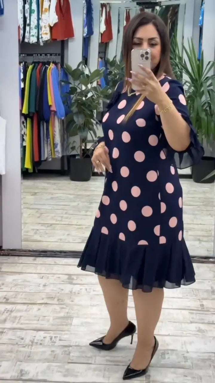 VICTORI | PLEATED POLKA DOT DRESS