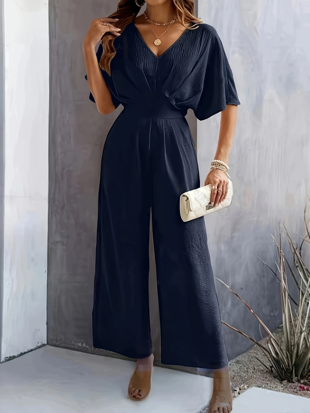 Amelie | Elegant Wide-Leg V-Neck Jumpsuit