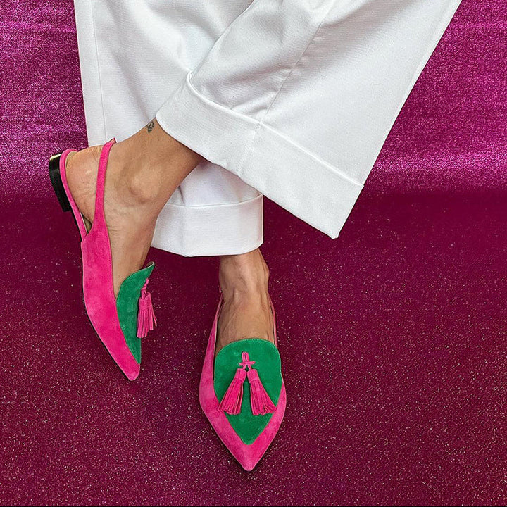 Freya | Fringe Ballet Flats with Ankle Strap