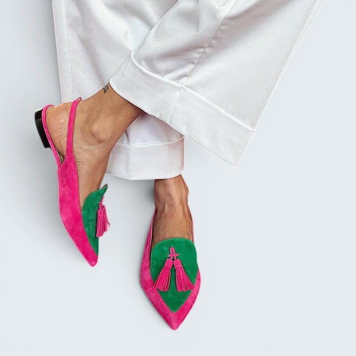 Freya | Fringe Ballet Flats with Ankle Strap