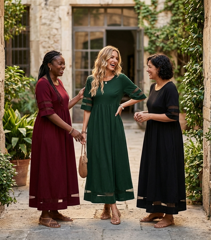 Celestine | Elegant Draped Midi Dress