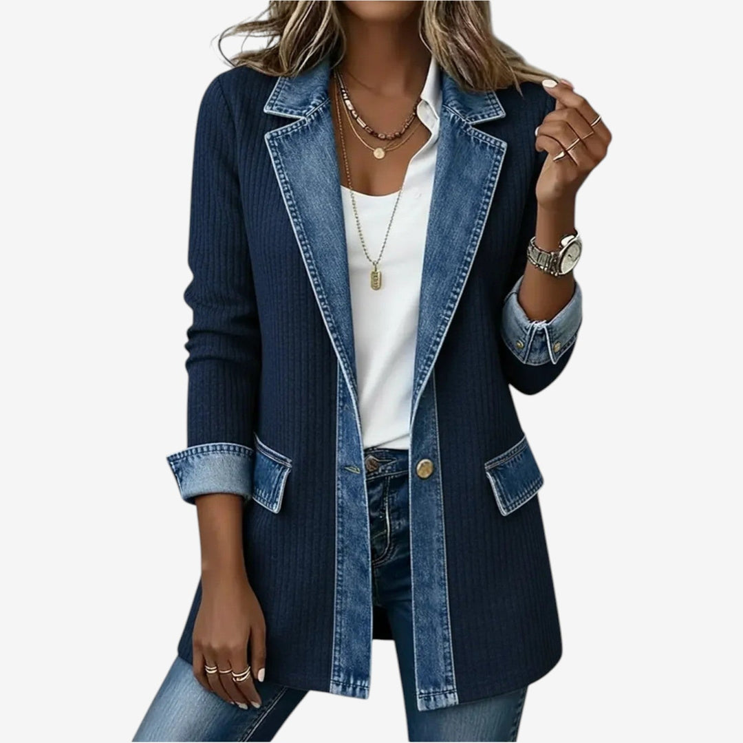 Sienna | Contrast Knit Denim Detail Jacket