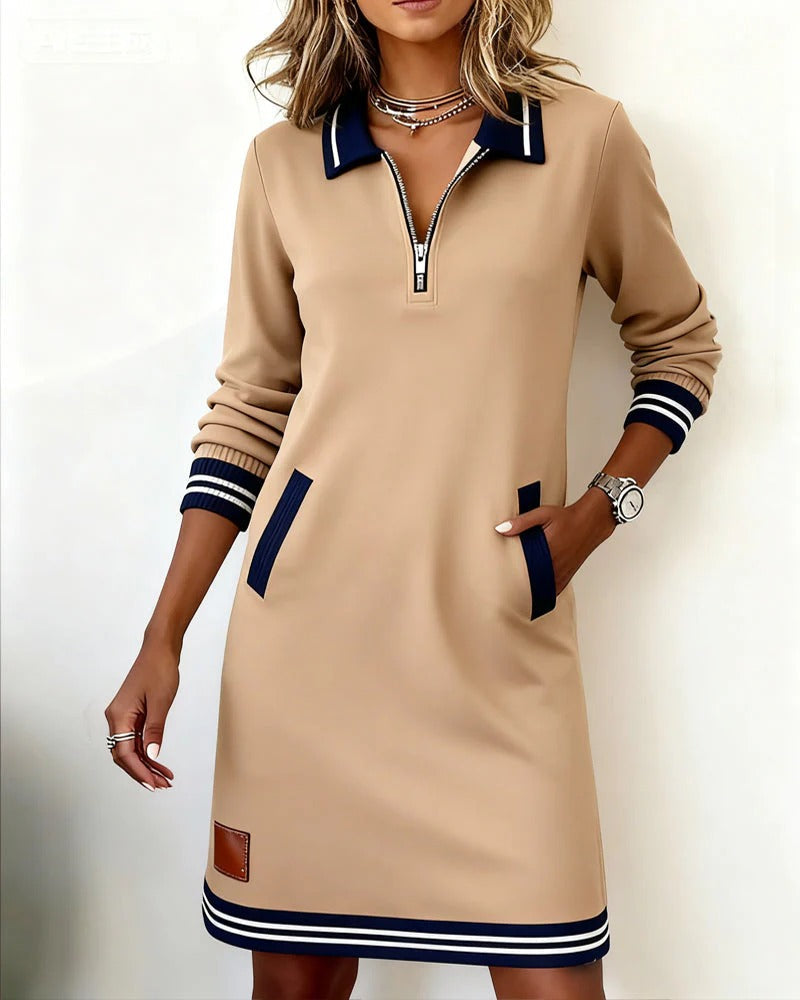 Lorene – Zip Collar Sweatshirt Dress