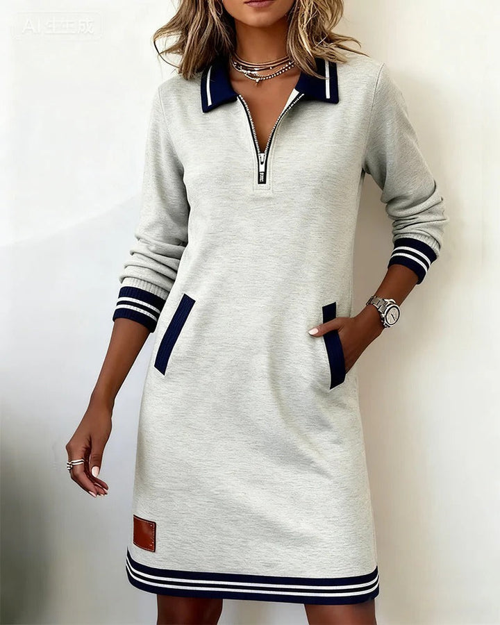 Lorene – Zip Collar Sweatshirt Dress