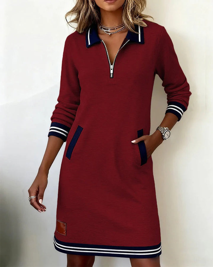 Lorene – Zip Collar Sweatshirt Dress