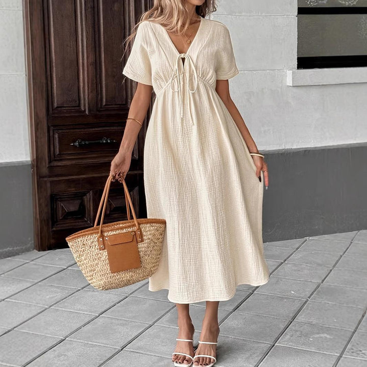 Amara | Elegant V-Neck Midi Dress