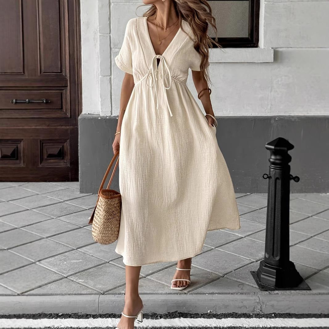 Amara | Elegant V-Neck Midi Dress
