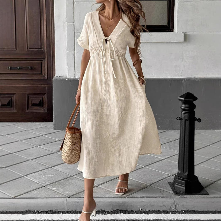 Amara | Elegant V-Neck Midi Dress