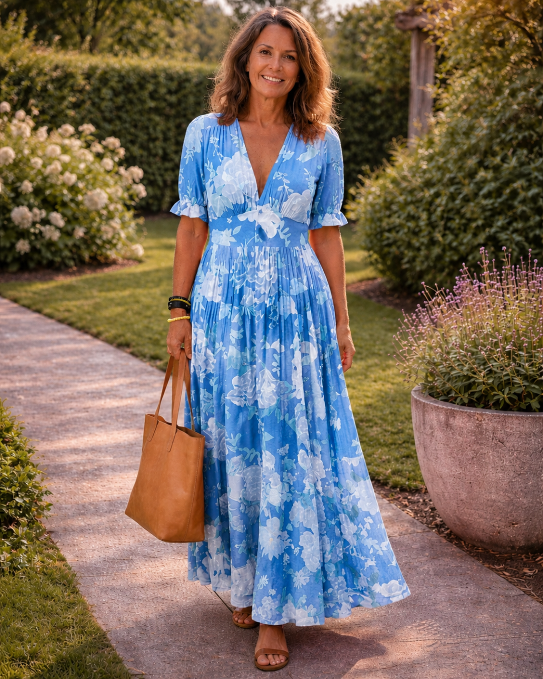 Ione | Flattering V-Neck Midi Dress