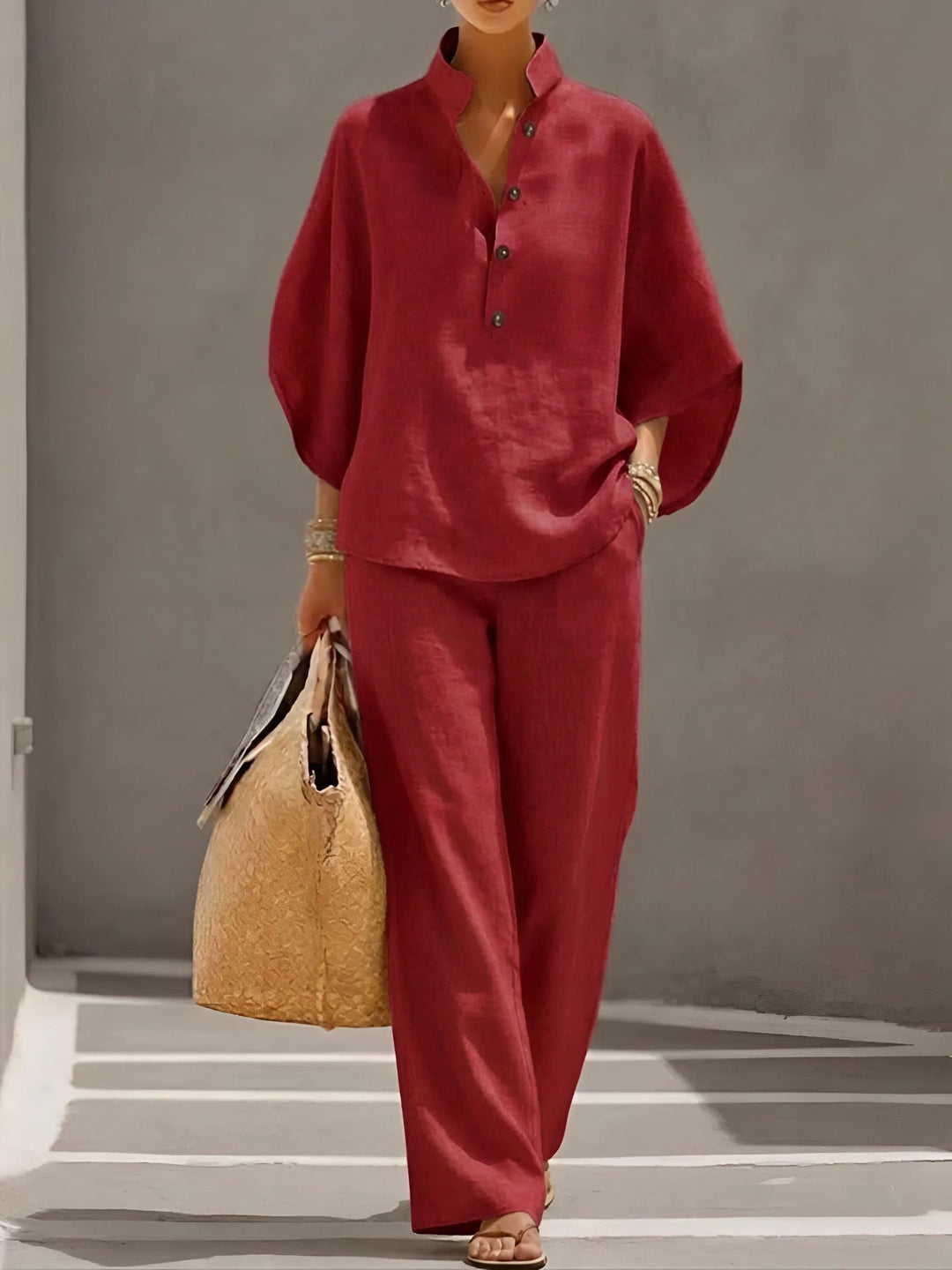 Elena | Elegant Linen Cotton Two-Piece Set