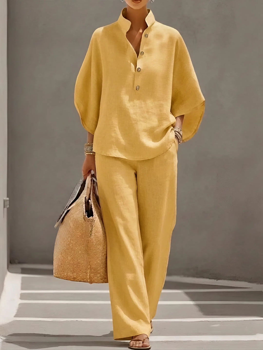 Elena | Elegant Linen Cotton Two-Piece Set